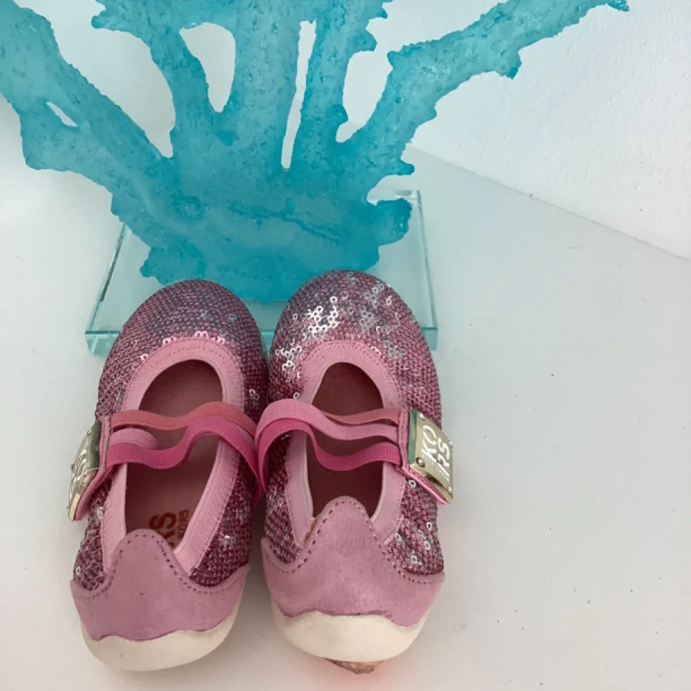 REDUCED NEW TODDLER GIRL MICHAEL KORS PINK SEQUENCE EMBELLISHED FLATS SHOES SZ 9
